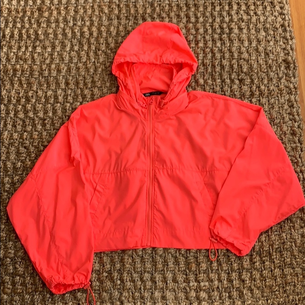 Pink Zara convertible cropped windbreaker